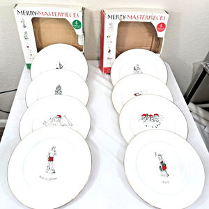 Dayton Hudson Merry Masterpieces Set of 8 Christmas Dinner Plates 1999